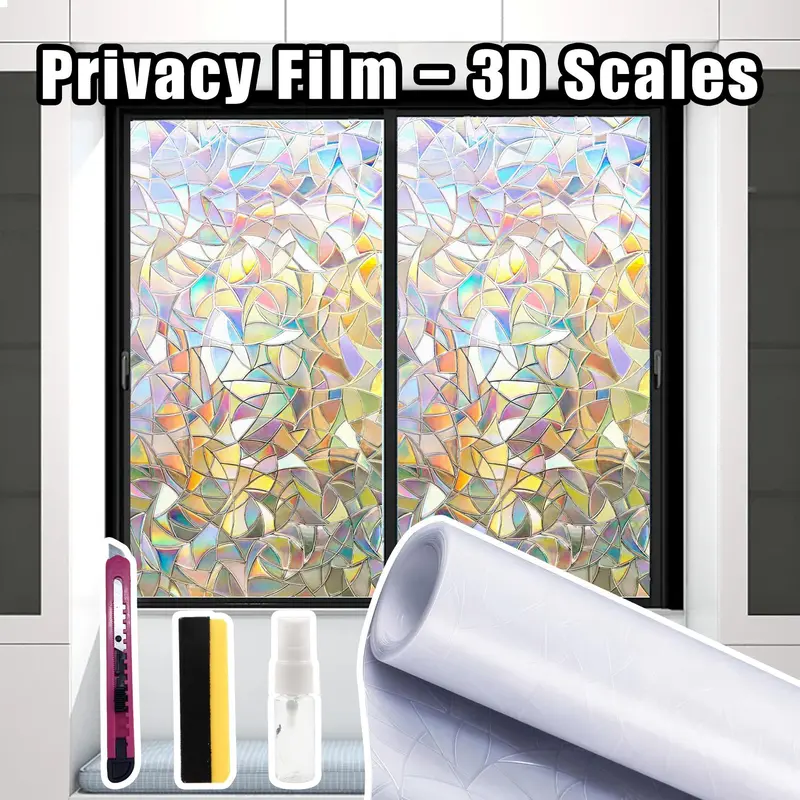 1 Count Window Film Privacy Static Cling, Day and Night Privacy Blocks Prying Eyes, Lets Natural Light In, UV Blocking Heat Control for Home Office