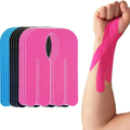 Precut Kinesiology Wrist Tape 12pcs Pack - Waterproof, Breathable, Hypoallergenic Latex-Free Flexible Wrap, Stretchy Adhesive Sports Tapes for Wrist, Carpal Tunnel, Bowling (Mix Healthcare Kit)