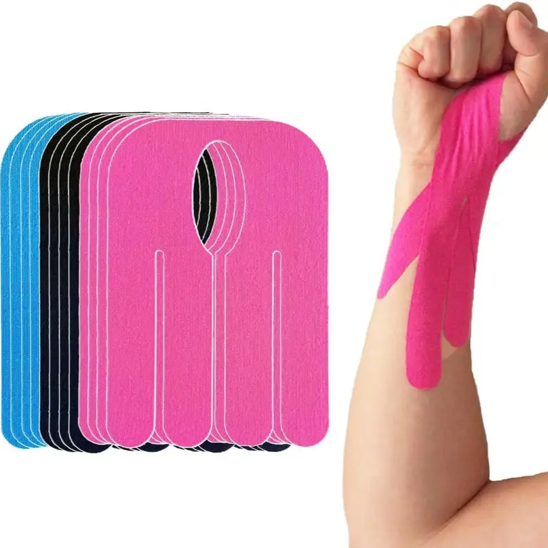 Precut Kinesiology Wrist Tape 12pcs Pack - Waterproof, Breathable, Hypoallergenic Latex-Free Flexible Wrap, Stretchy Adhesive Sports Tapes for Wrist, Carpal Tunnel, Bowling (Mix Healthcare Kit)
