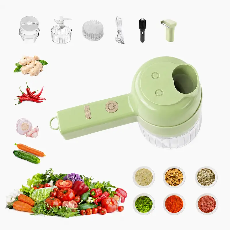 4-In-1 Handheld Electric Food Chopper, Mini Portable Food Processor for Vegetable Garlic Salad Compact Kitchen Gadget