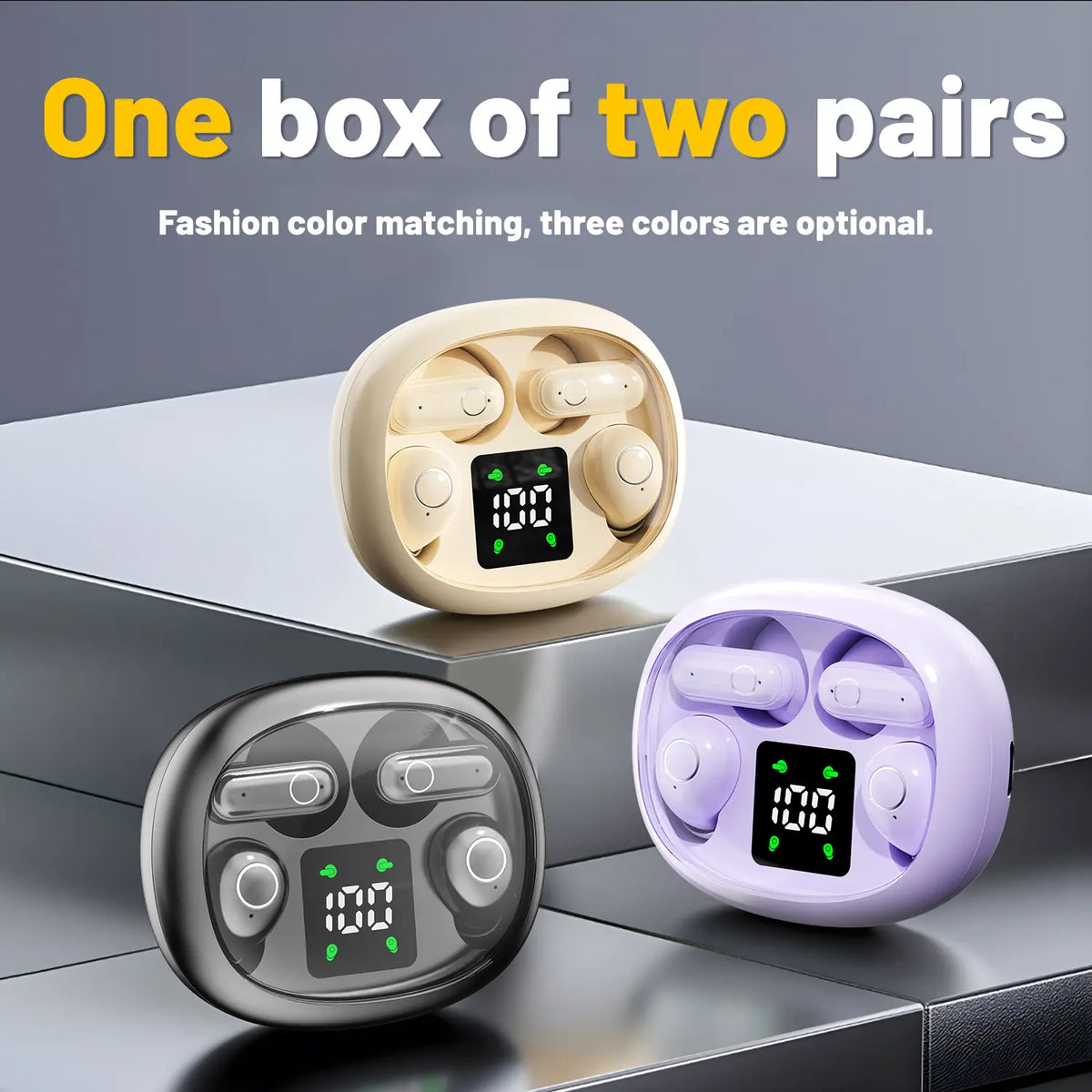 Wireless Bluetooth Headphones，Tiny Size Invisible Earbuds，Waterproof Headsets，With Mic，Sleep and Sports Earphones Set, 2 Pairs, Mini and Short Handle Design，for Work Sport Sleeping tiktokshopbacktoschool