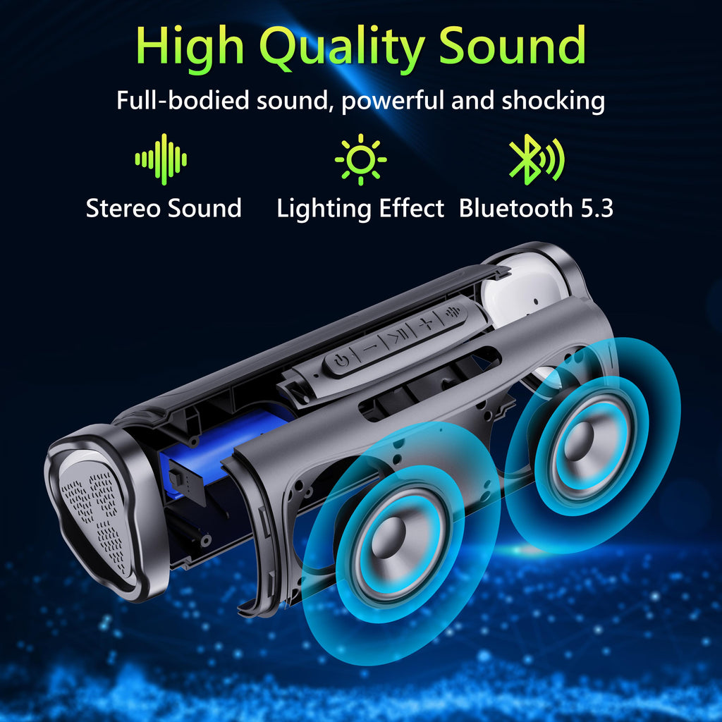 Portable Bluetooth Wireless Stereo Speaker with HD Audio, BT5.3, TWS Pairing, Button Controls, Cable, LED Light, Rechargeable Batteries, Suitable for Home Parties, Outdoor Use, Ideal Electronic Gadget Birthday Gift for Devices