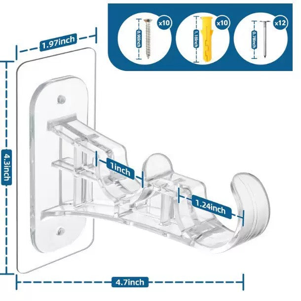 No-Drill Double Curtain Rod Brackets – 6-Pack