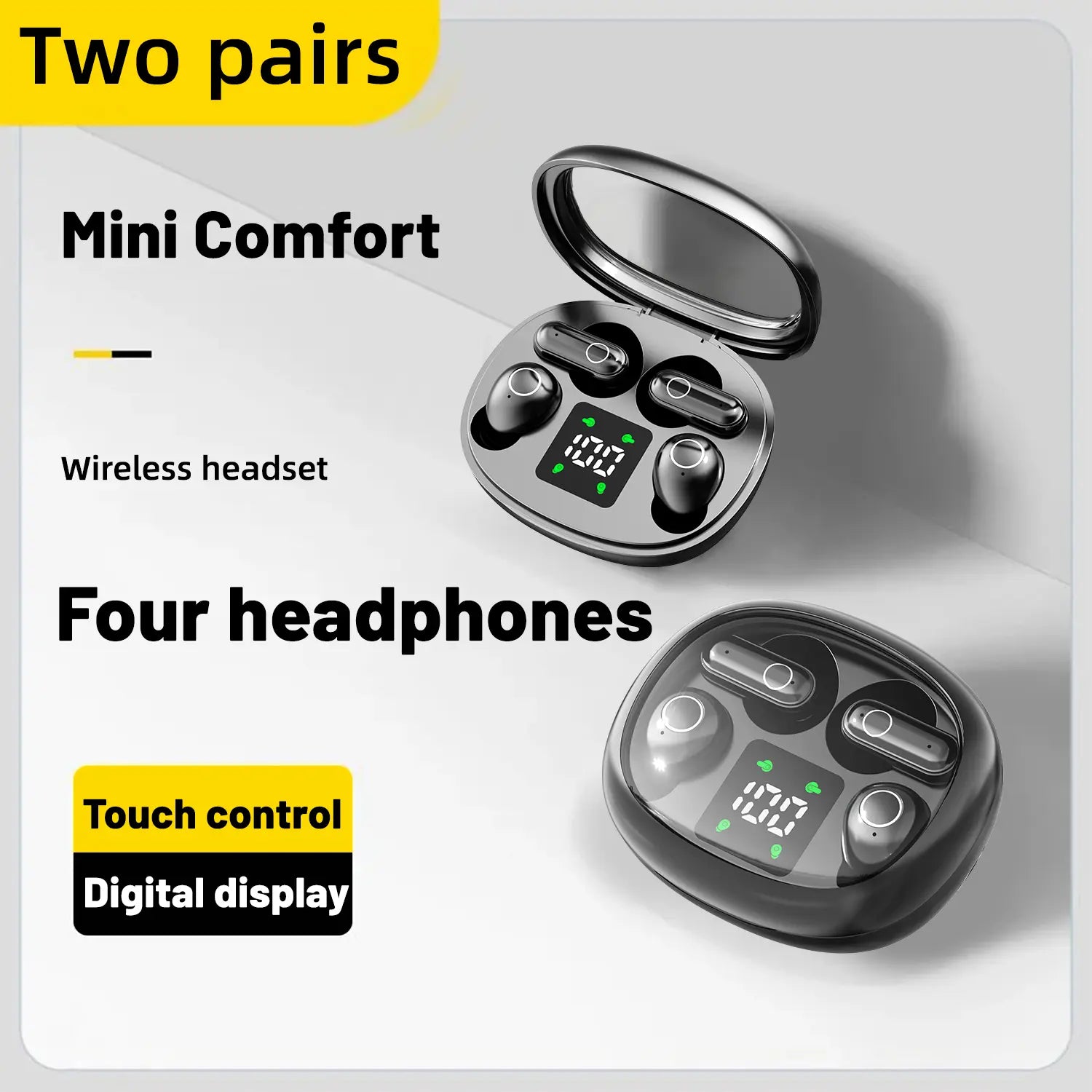 Wireless Bluetooth Headphones，Tiny Size Invisible Earbuds，Waterproof Headsets，With Mic，Sleep and Sports Earphones Set, 2 Pairs, Mini and Short Handle Design，for Work Sport Sleeping tiktokshopbacktoschool