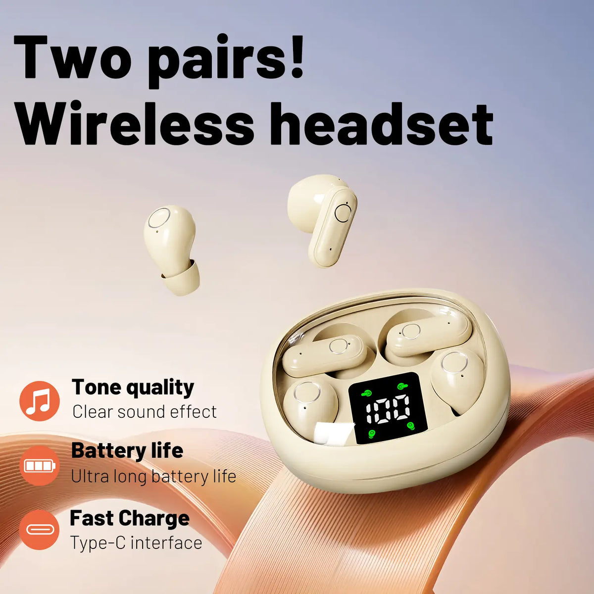 Wireless Bluetooth Headphones，Tiny Size Invisible Earbuds，Waterproof Headsets，With Mic，Sleep and Sports Earphones Set, 2 Pairs, Mini and Short Handle Design，for Work Sport Sleeping tiktokshopbacktoschool