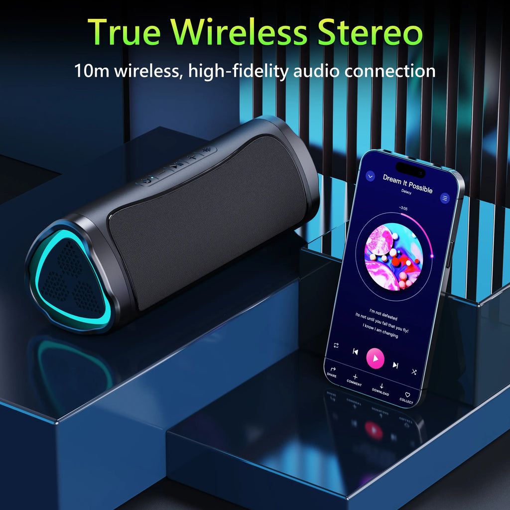 Portable Bluetooth Wireless Stereo Speaker with HD Audio, BT5.3, TWS Pairing, Button Controls, Cable, LED Light, Rechargeable Batteries, Suitable for Home Parties, Outdoor Use, Ideal Electronic Gadget Birthday Gift for Devices