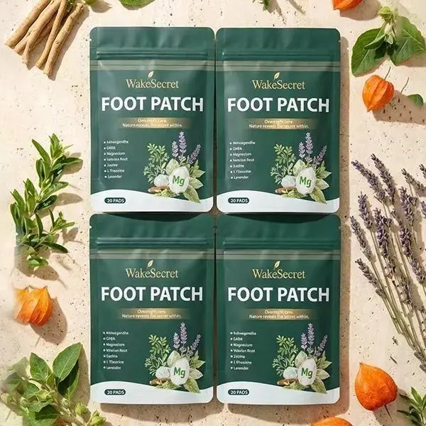 WakeSecret Natural Foot Patch – Promote Relaxation, De-Stress & Sleep Support | Overnight Herbal Foot Detox Patch with Warming Care to Soothe, Refresh & Rebalance Feet – Ashwagandha, Lavender, Magnesium, GABA, Valerian Root