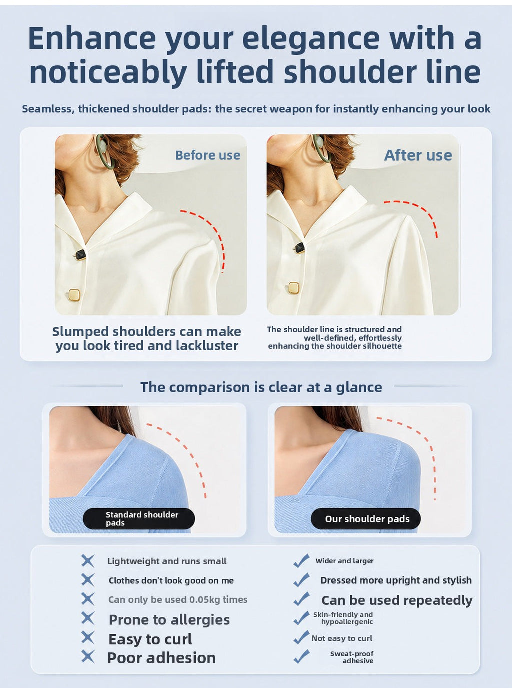 Shoulder pads Cross-border best-selling silicone shoulder pads, right-angle shoulder pads, invisible shoulder pads, extra-large and extra-thick shoulder pads