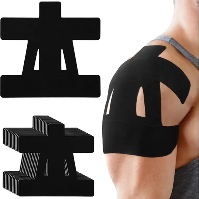 Sohochic 10 Pcs Pre-Cut Elastic Wrap Sports Muscle Tape - 100% Latex-Free Cotton, Waterproof, Breathable, Hypoallergenic, Unisex, Youth-Friendly, Skin Seamless, No Manual Trimming Required, Transparent Invisible Hold for Shoulder Support, Swimming