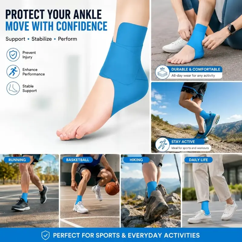 10 Pcs Precut Kinesiology Tape for Ankle Cotton Breathable Elastic Athletic Tape Pain Relief Minimize Ankle Sprain Provides Support and Stability for Ligament and Muscle Marathon Use(Beige), Sports Protection, Orthopedic Support Protective Gear sohochic,,