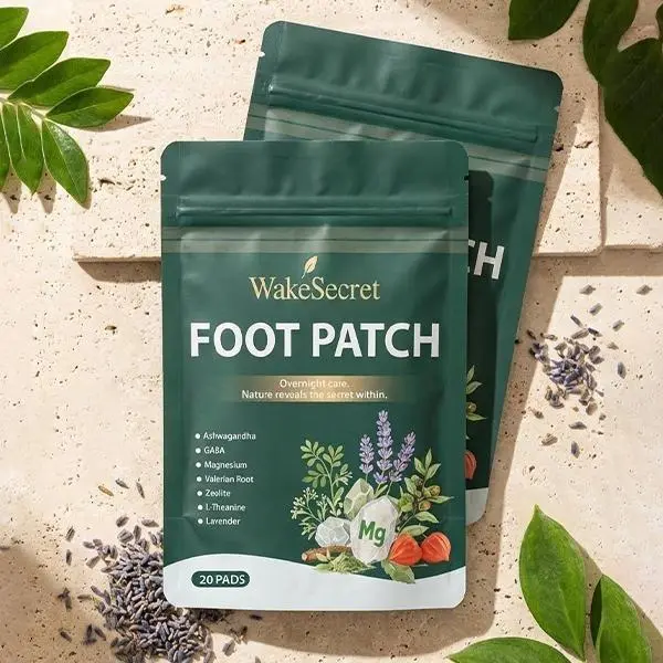 WakeSecret Natural Foot Patch – Promote Relaxation, De-Stress & Sleep Support | Overnight Herbal Foot Detox Patch with Warming Care to Soothe, Refresh & Rebalance Feet – Ashwagandha, Lavender, Magnesium, GABA, Valerian Root