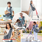 PAWPUBBY Hands-Free Dog & Cat Sling Carrier - New Puppy Essentials, Vet Approved, Adjustable Padded Shoulder, Breathable Eco-Fiber Fabric, Portable Buckle-Snap-Safety Rope Hook-and-Loop, Secure Fit for Under 15lbs Small-Medium Animals, Travel Use