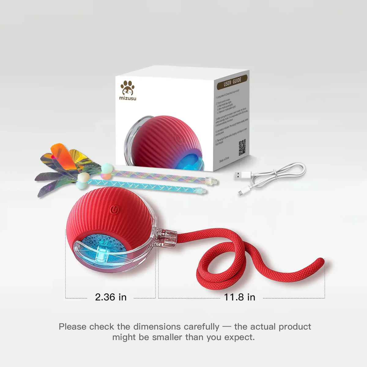 Mizusu Interactive Cat & Dog Teaser Toy with Two Additional Tails, Kitten Rolling Ball Toy, Pet Supplies, Dog & Cat Accessories Cute dog toys