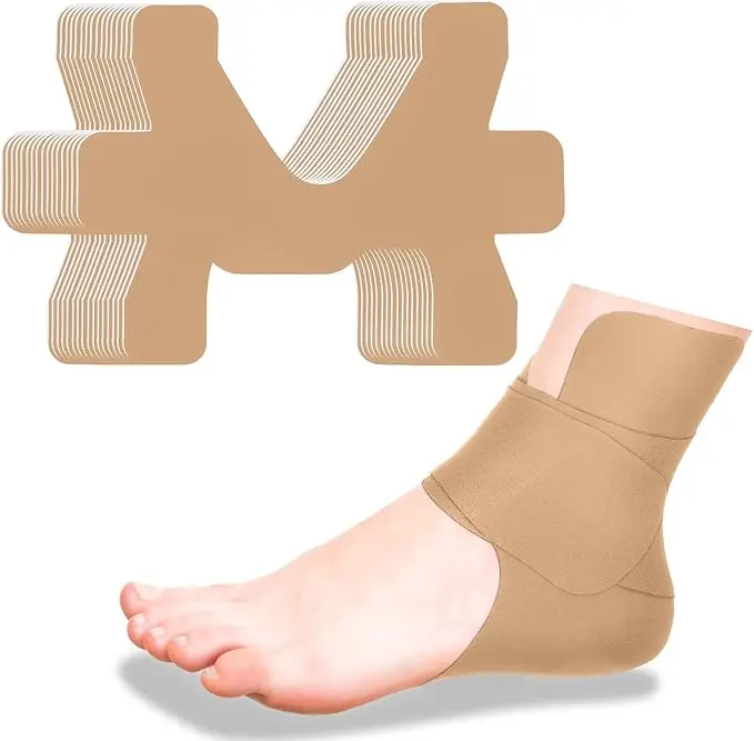 10 Pcs Precut Kinesiology Tape for Ankle Cotton Breathable Elastic Athletic Tape Pain Relief Minimize Ankle Sprain Provides Support and Stability for Ligament and Muscle Marathon Use(Beige), Sports Protection, Orthopedic Support Protective Gear sohochic,,
