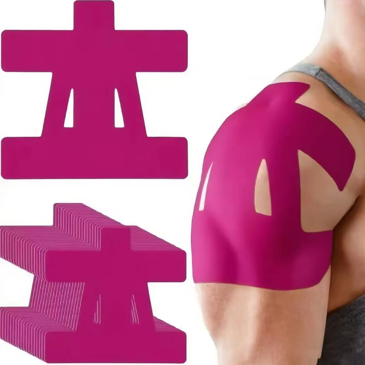 Sohochic 10 Pcs Pre-Cut Elastic Wrap Sports Muscle Tape - 100% Latex-Free Cotton, Waterproof, Breathable, Hypoallergenic, Unisex, Youth-Friendly, Skin Seamless, No Manual Trimming Required, Transparent Invisible Hold for Shoulder Support, Swimming