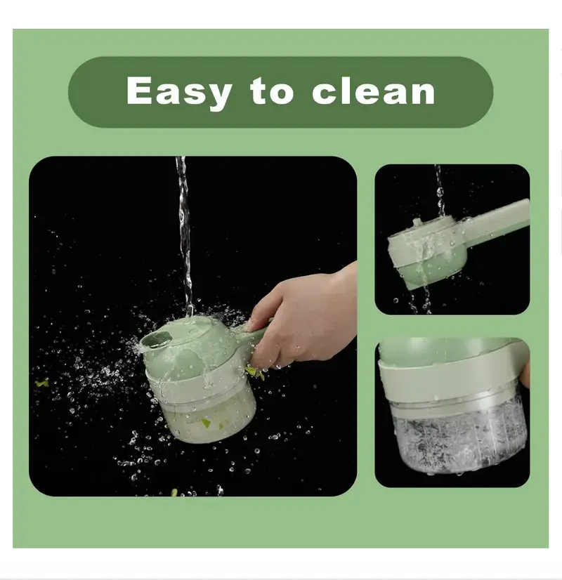4-In-1 Handheld Electric Food Chopper, Mini Portable Food Processor for Vegetable Garlic Salad Compact Kitchen Gadget