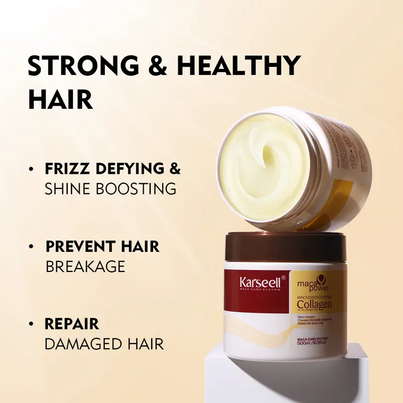 Karseell Collagen Hair Treatment Deep Repair Conditioning Argan Oil Collagen Hair Mask Essence for Dry Damaged Hair All Hair Types 16.90 oz 500ml