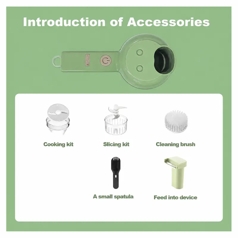 4-In-1 Handheld Electric Food Chopper, Mini Portable Food Processor for Vegetable Garlic Salad Compact Kitchen Gadget