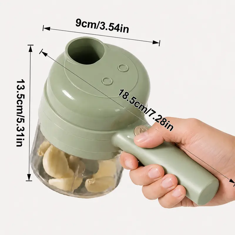 4-In-1 Handheld Electric Food Chopper, Mini Portable Food Processor for Vegetable Garlic Salad Compact Kitchen Gadget
