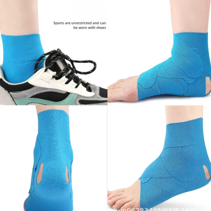 10pcs Pre-Cut Breathable Cotton Blend Kinesiology Sports Tape - Universal Fit Elastic Athletic Muscle Tape for Youth, Ankle Stabilization, Basketball, Thighs, Calves Support